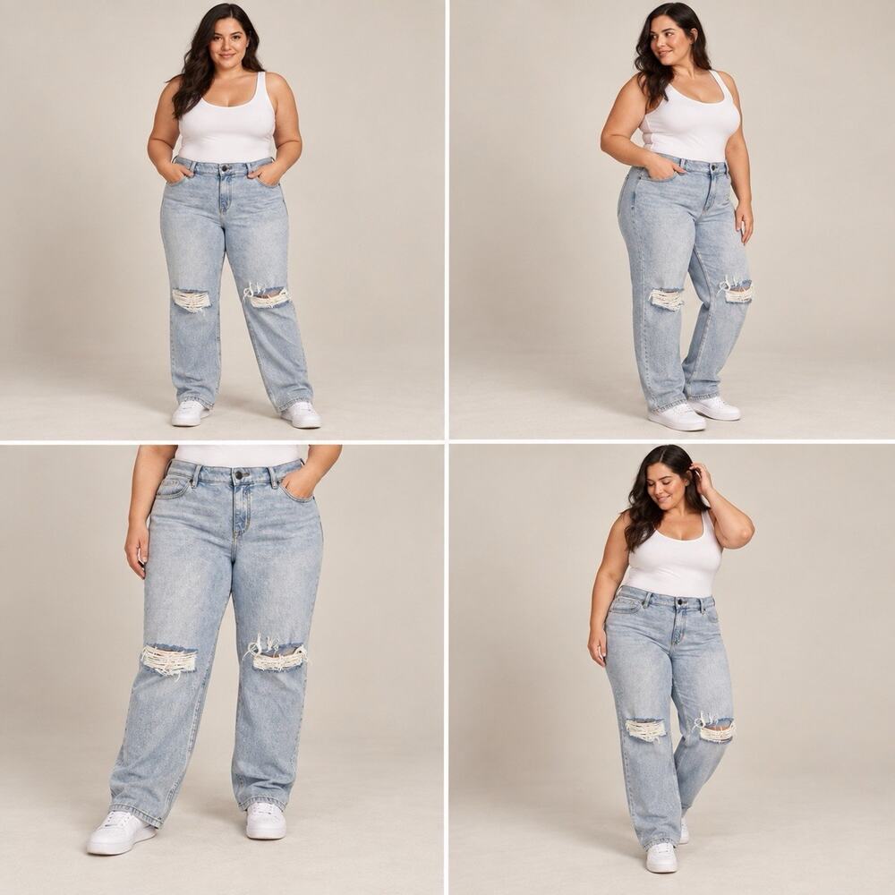 Lane Bryant Jeans Womens Plus Size 18 Light Wash Distressed Ripped Denim